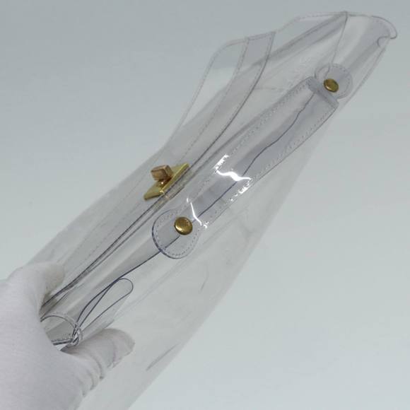 HERMES Vinyl Kelly Hand Bag Vinyl Clear Auth 87450 - Picture 6 of 16